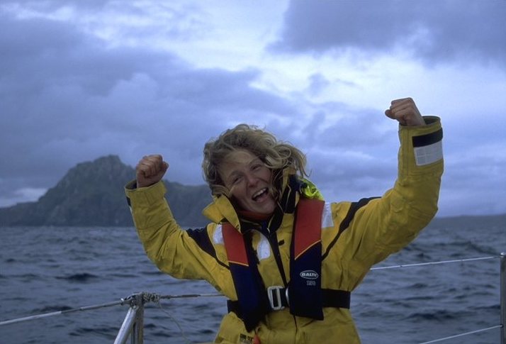 Pia L'Obry celebrating at Cape Horn