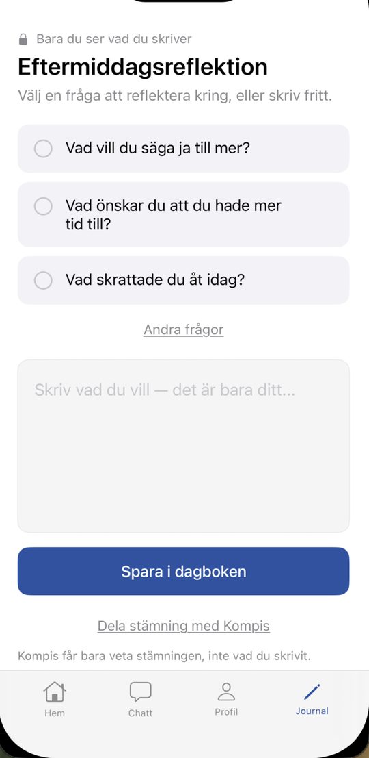 Dagboken med reflektionsfrågor